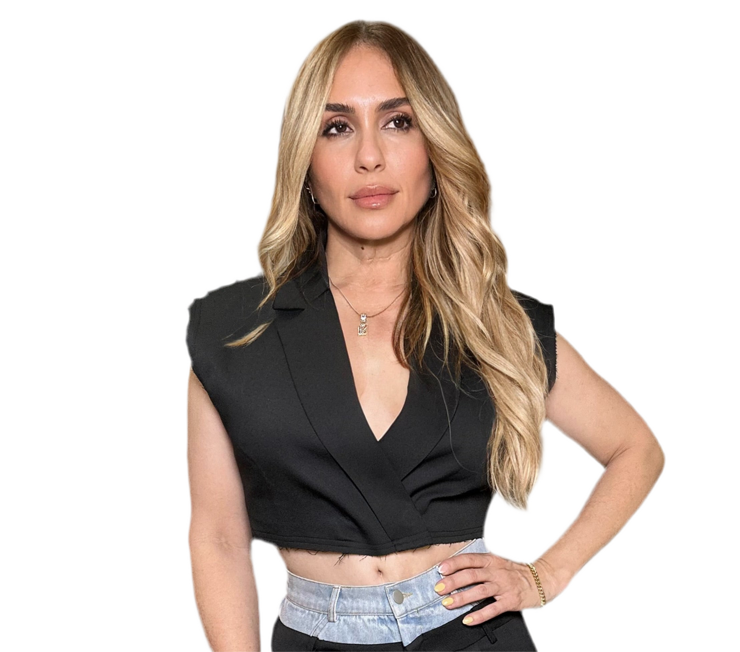 Nathie Black Cropped Vest