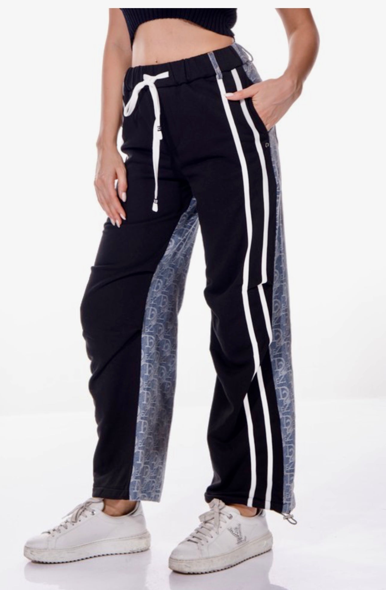 Kari Joggers with Denim Design with Stripes Comfortable Sexy