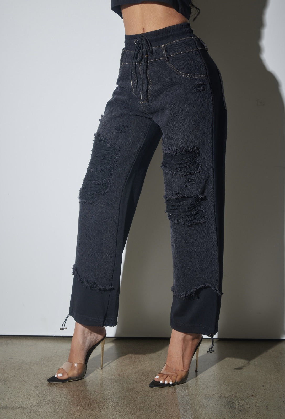Vicky Ripped Joggers Distressed Denim