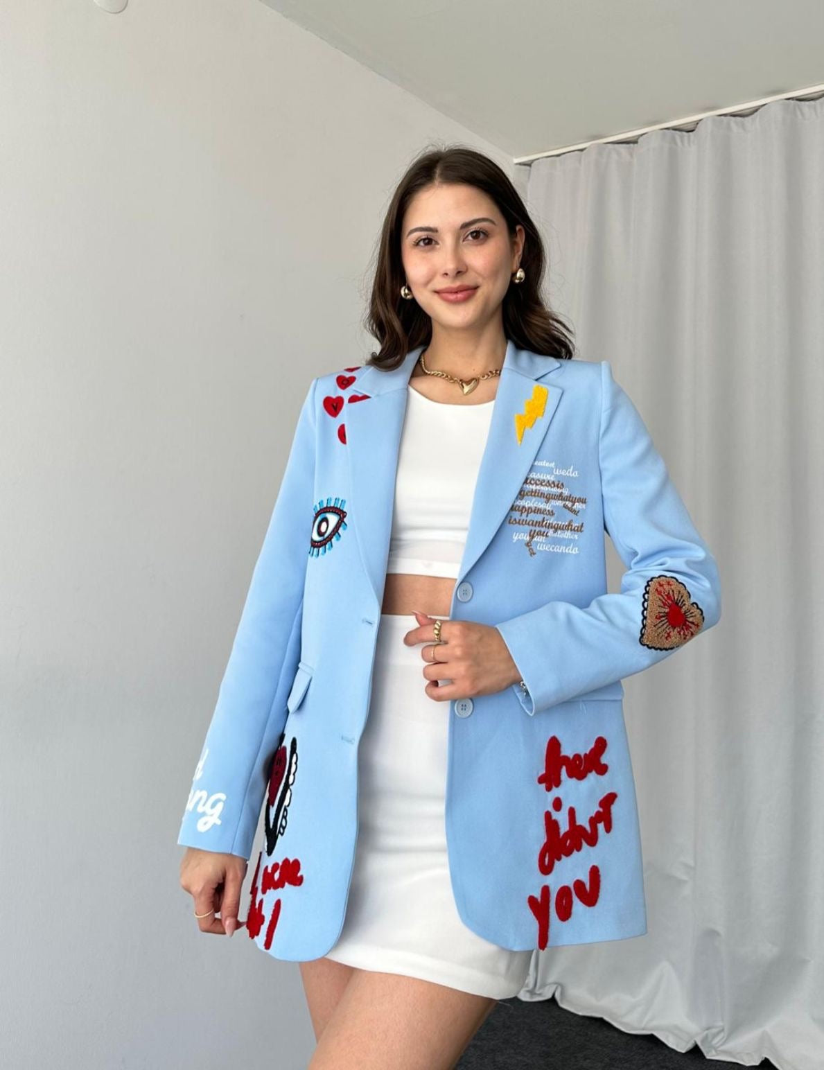 Graffiti Baby Blue Blazer