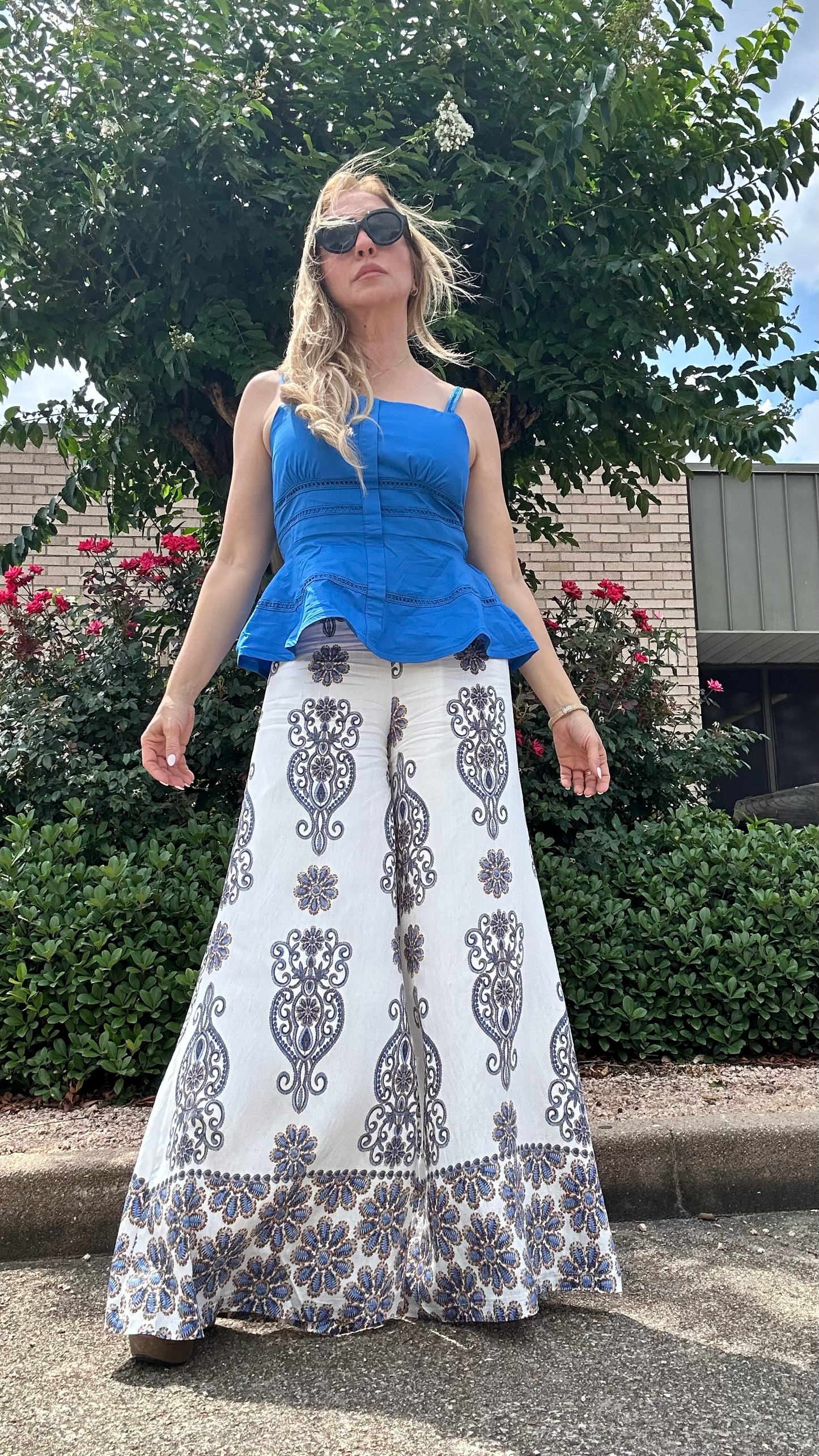 Francis Linen Pants Flared BLUE