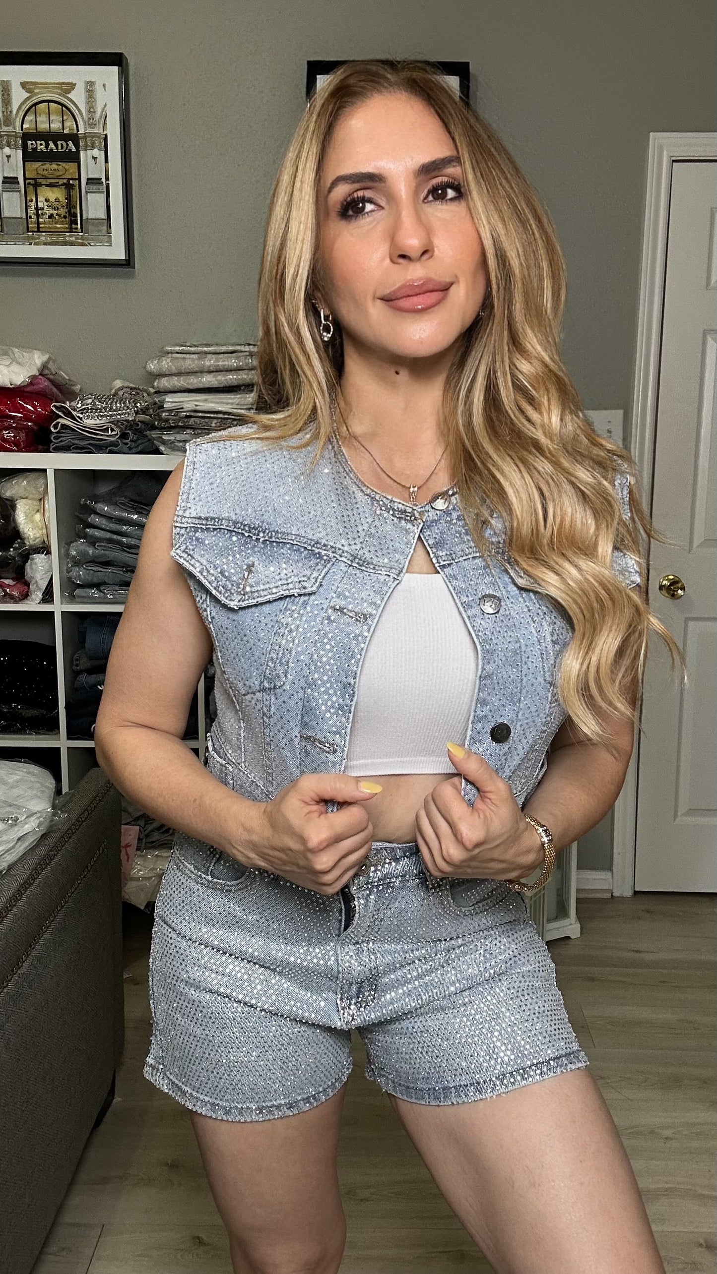Amy Denim Vest with Studs