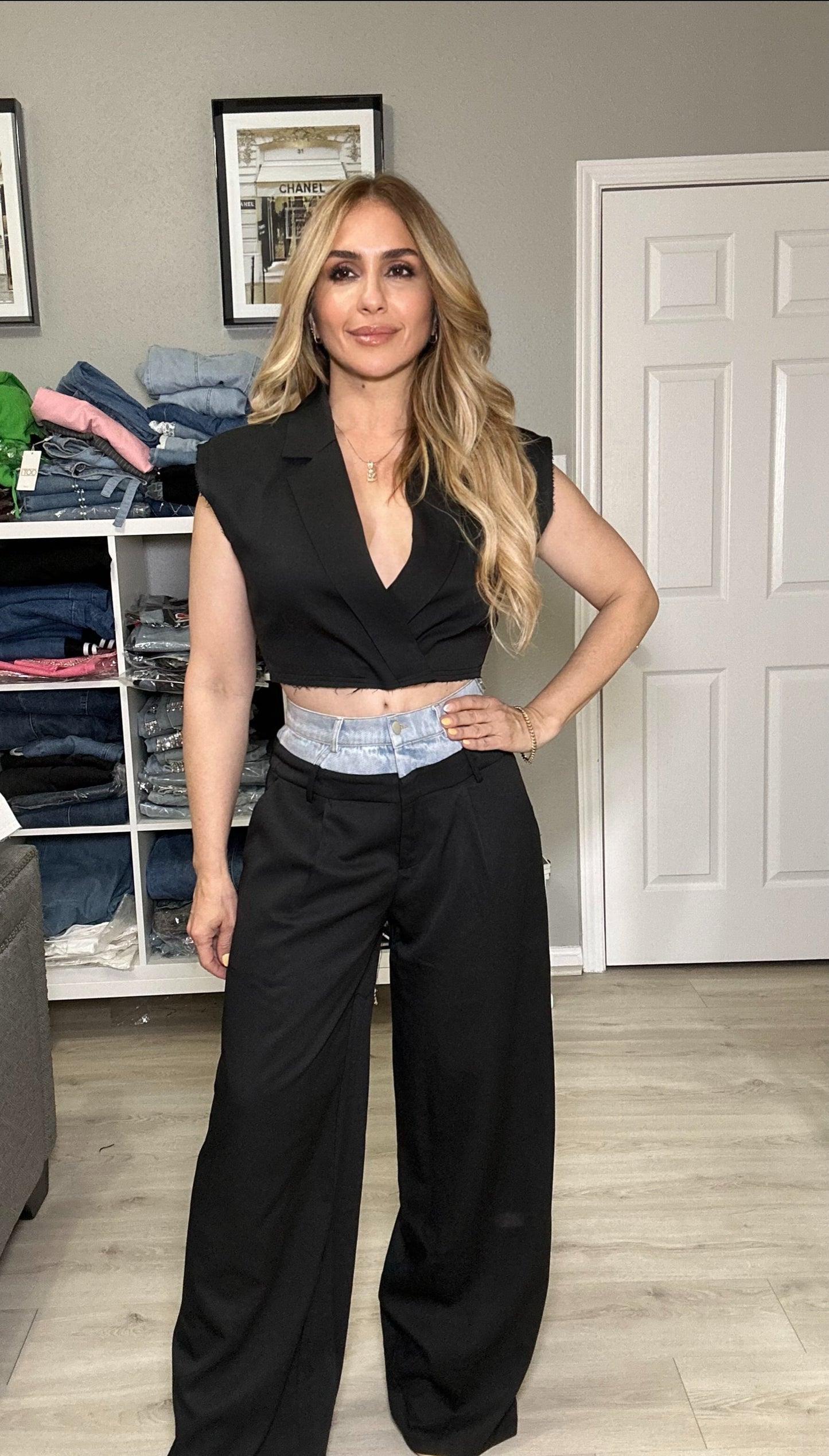 Nathie Black Cropped Vest