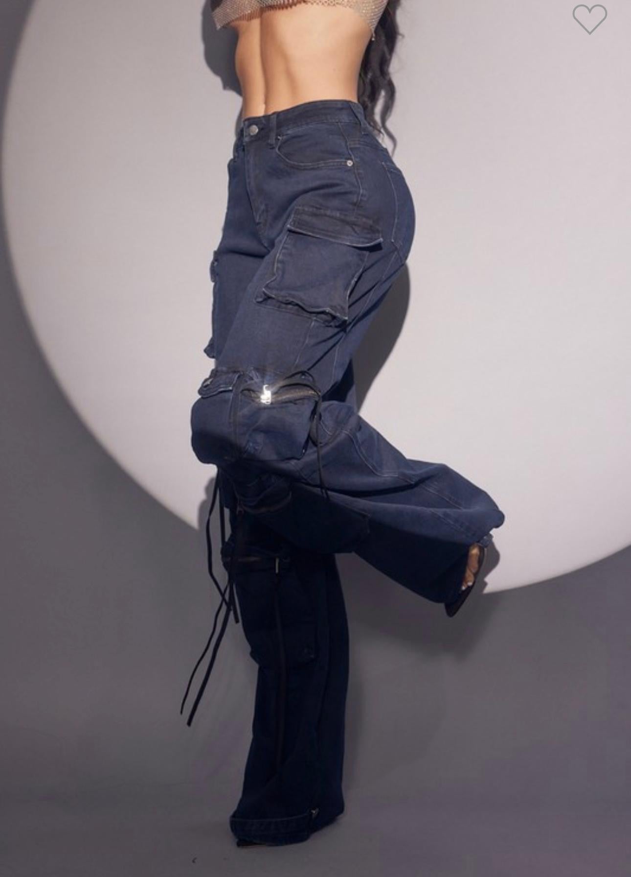 Betsy Pants - Cargo Denim Jeans