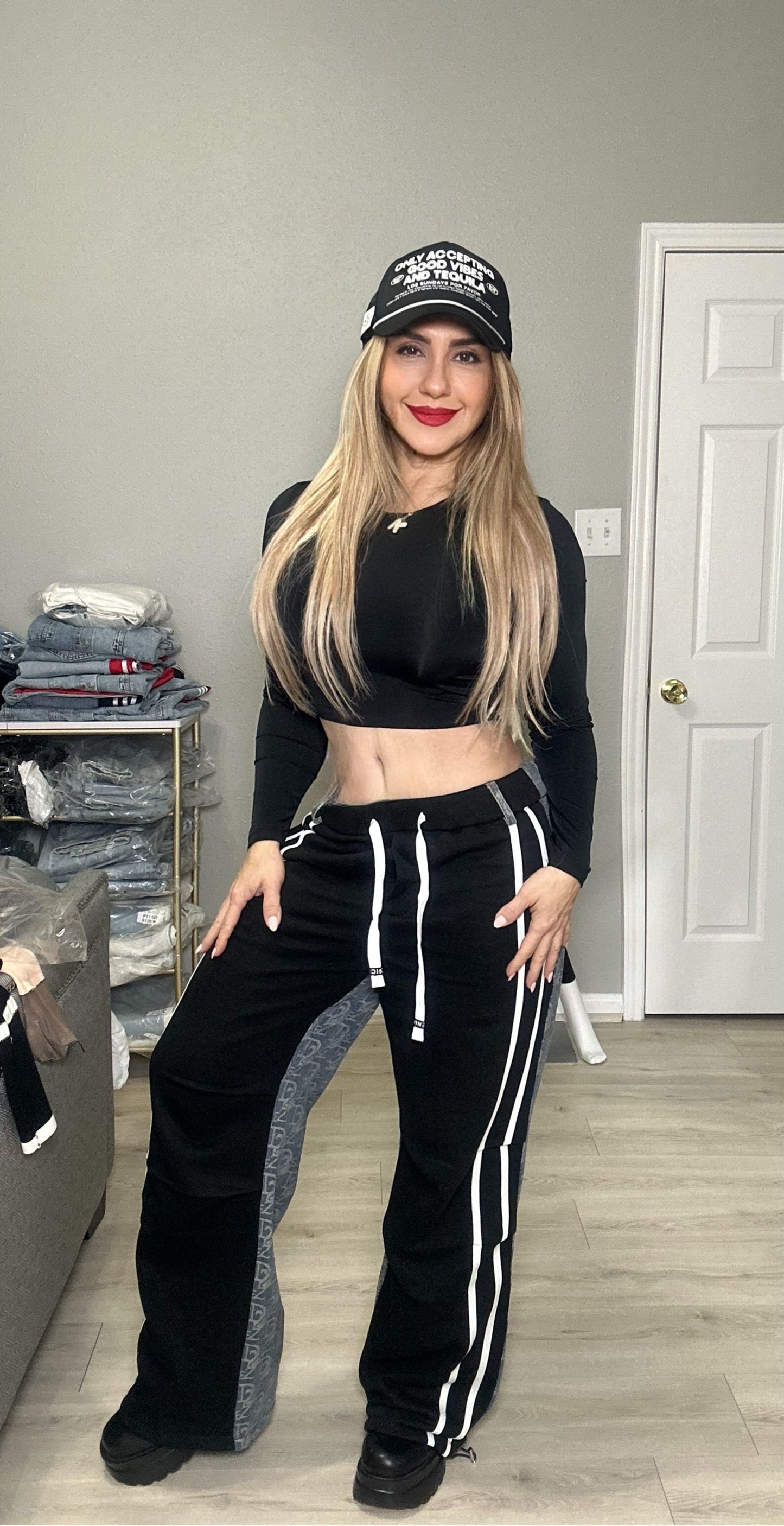 Kari Joggers with Denim Design with Stripes Comfortable Sexy