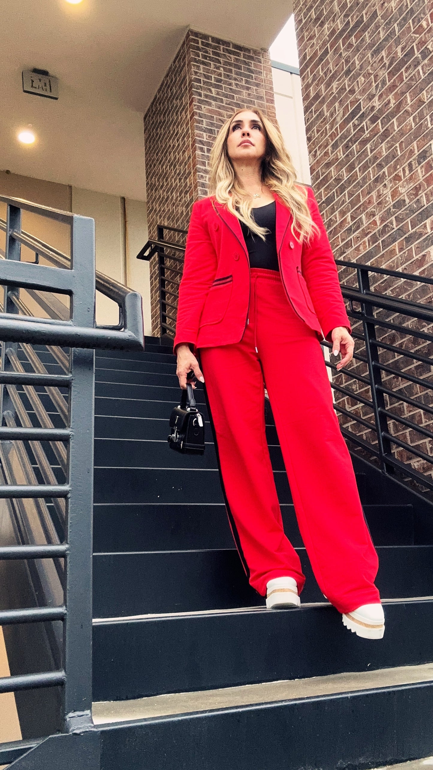 Carmela Two Piece Set Red with Stripes