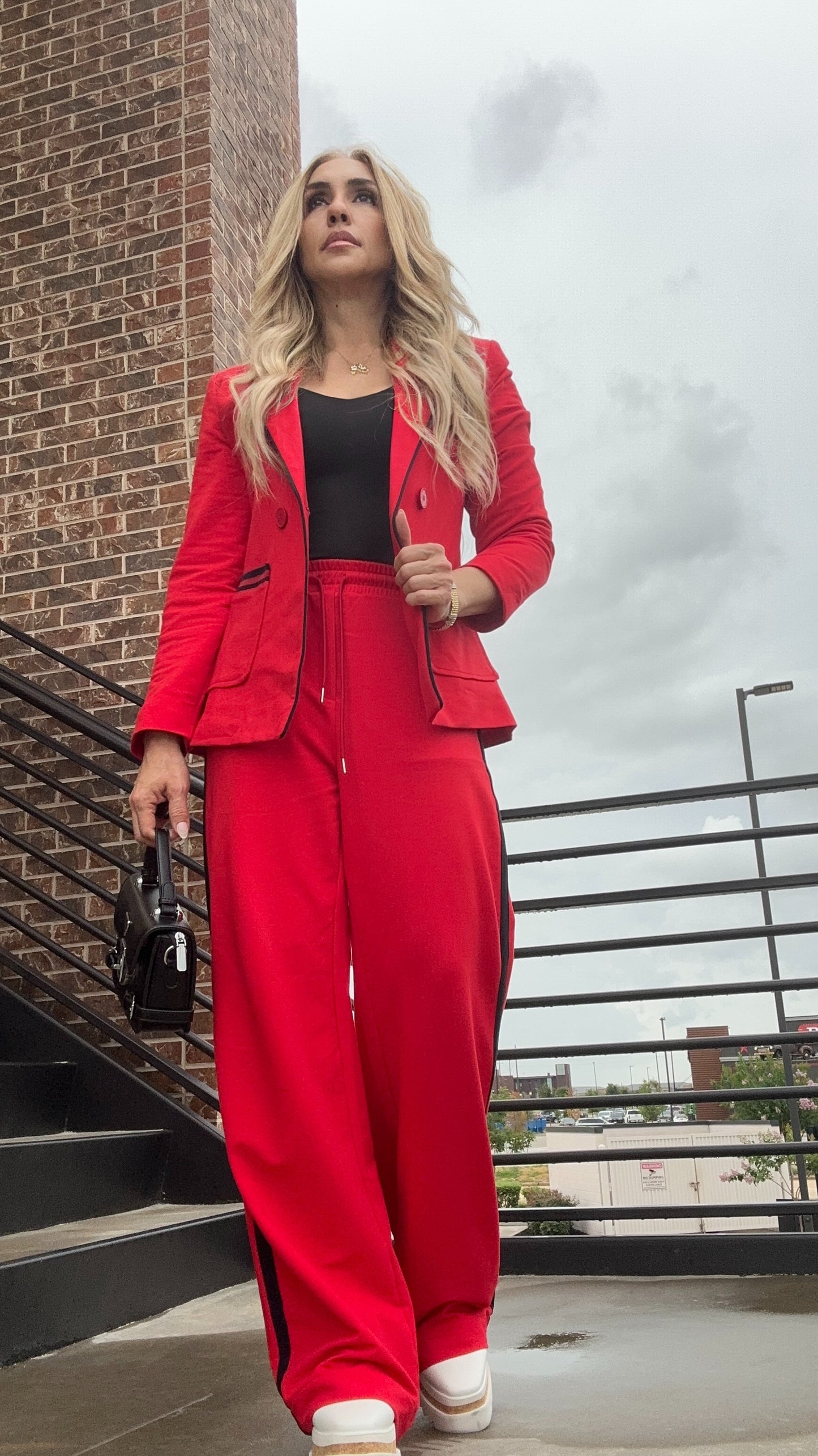 Carmela Two Piece Set Red with Stripes