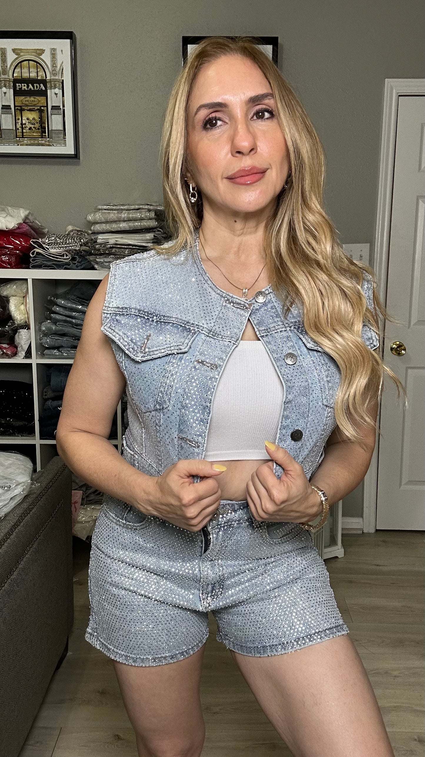Amy Denim Vest with Studs