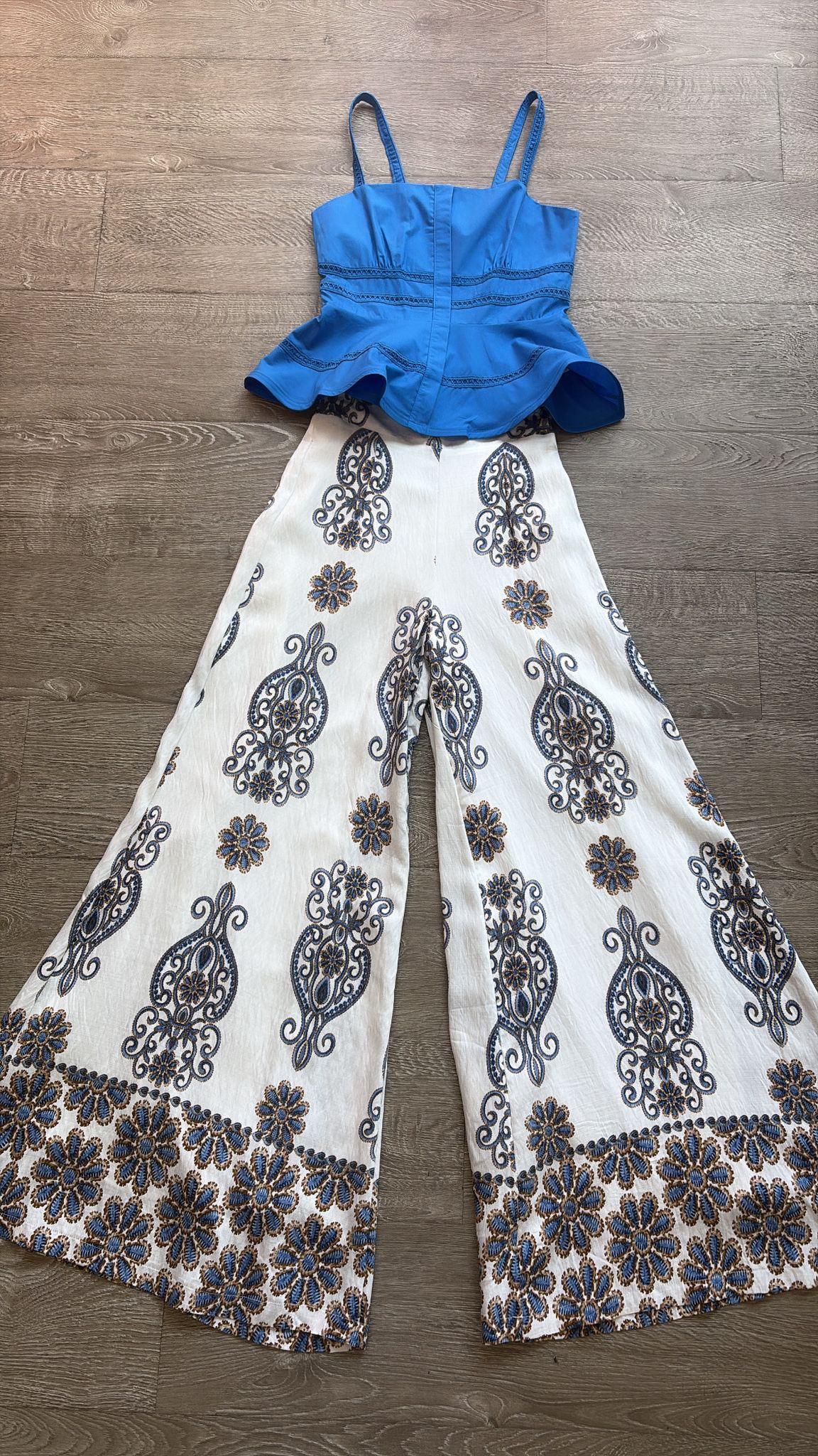 Francis Linen Pants Flared BLUE