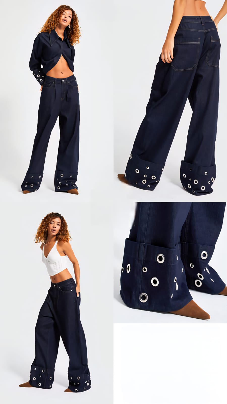 Eyelet Baggie Denim Jeans