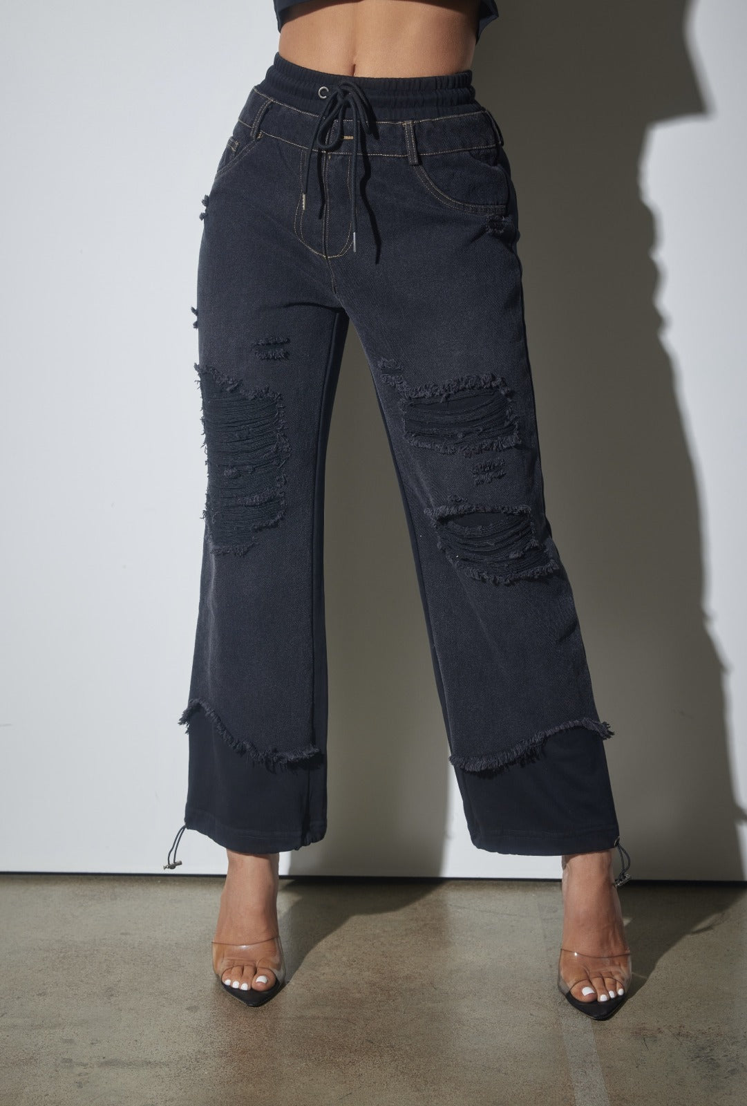 Vicky Ripped Joggers Distressed Denim