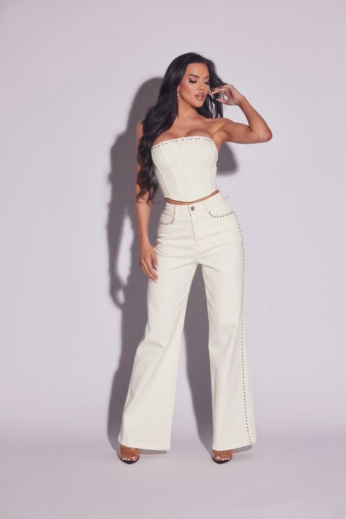 Kiara Corset Two Piece Set – Strapless Top & High Waisted Pants