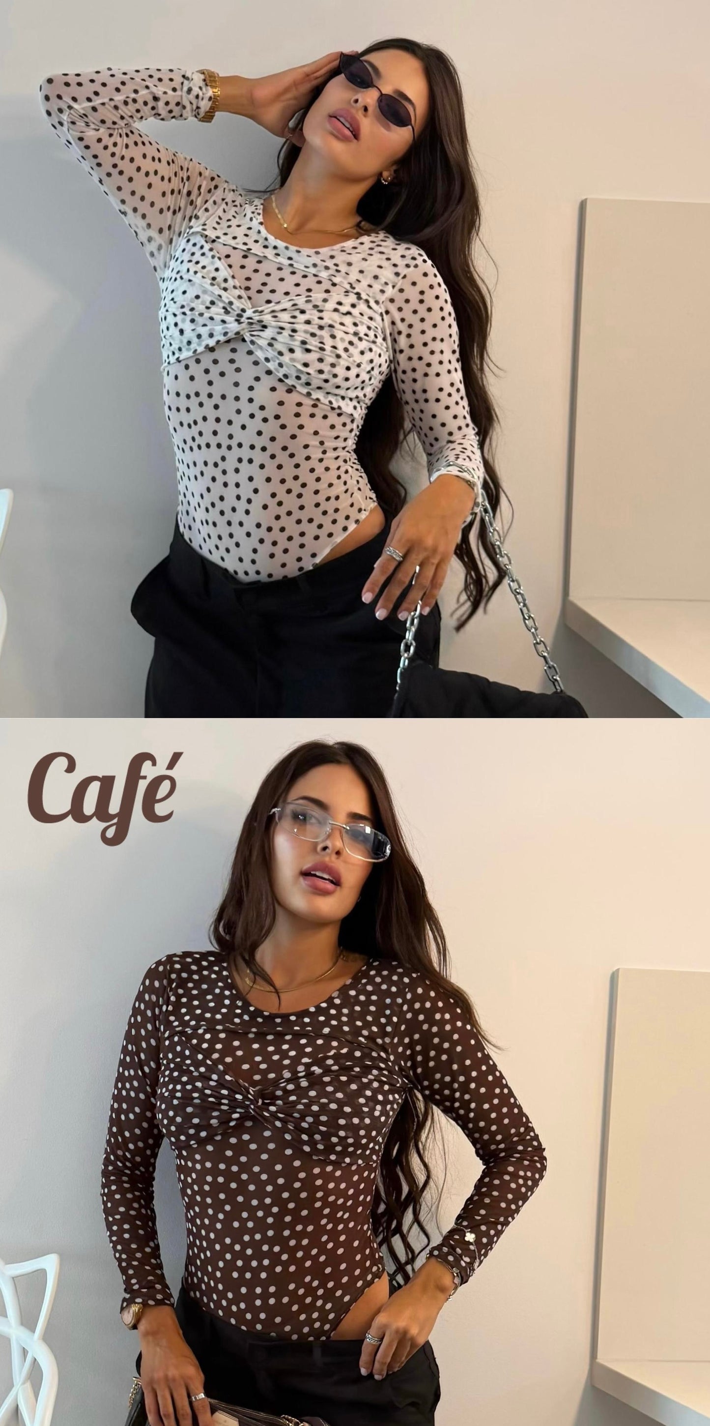 Polka Dot Mesh Bodysuit