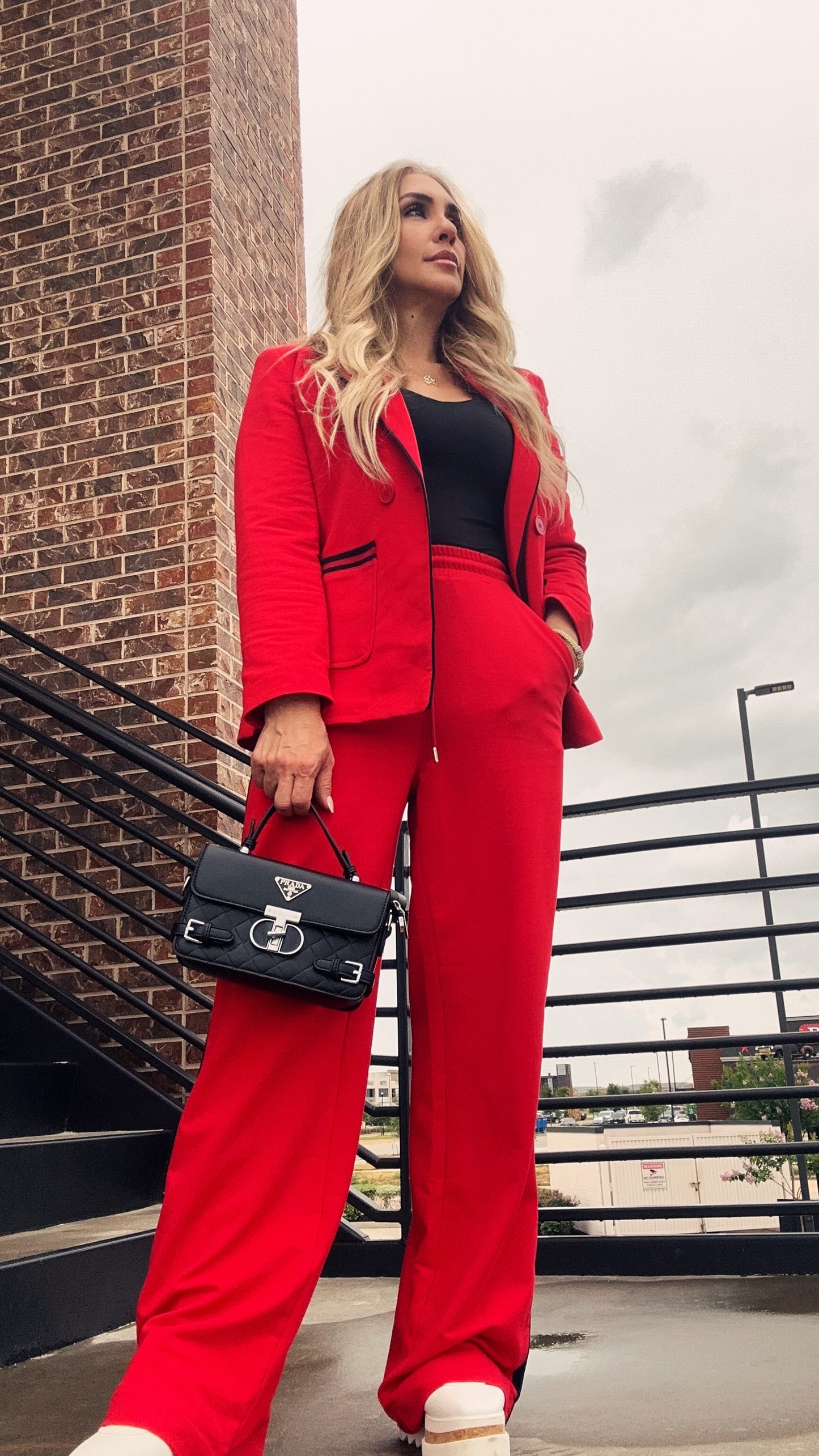 Carmela Two Piece Set Red with Stripes