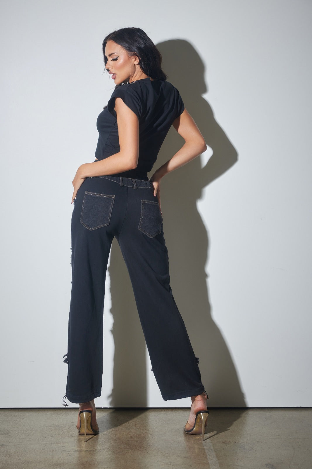 Vicky Ripped Joggers Distressed Denim
