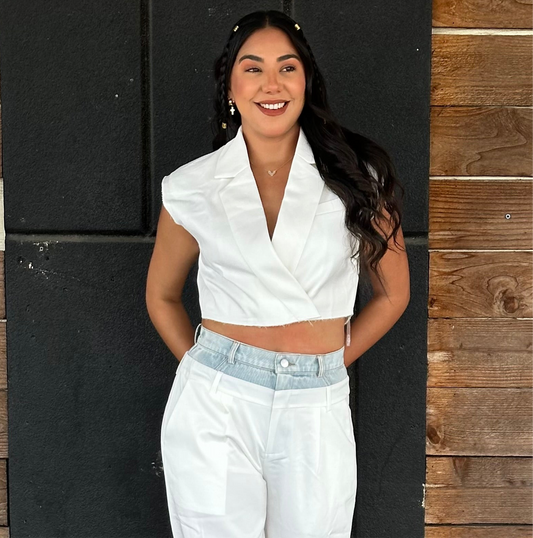 Nathie Cropped Vest White