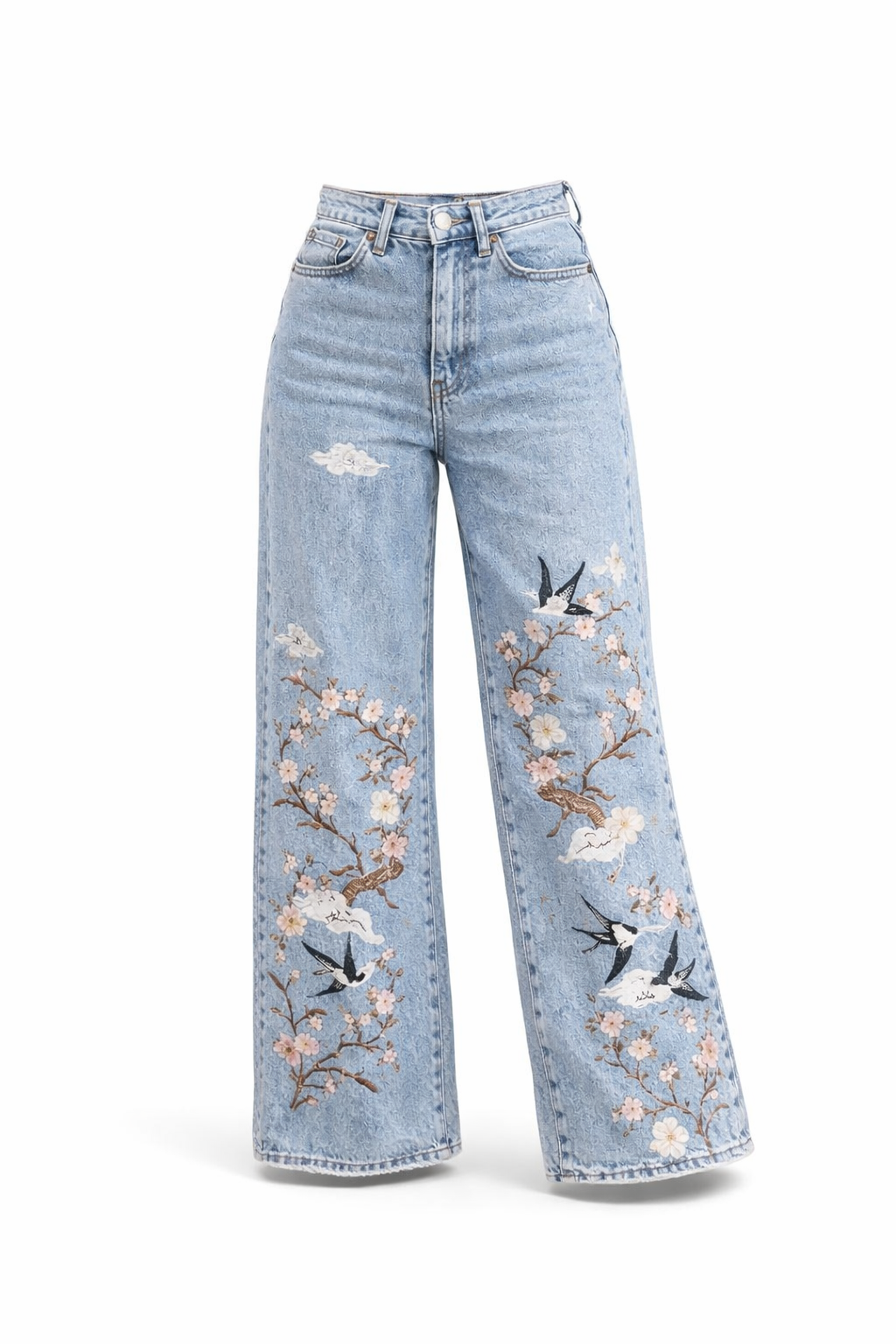 Demi Embroidered Wide-Leg Jeans
