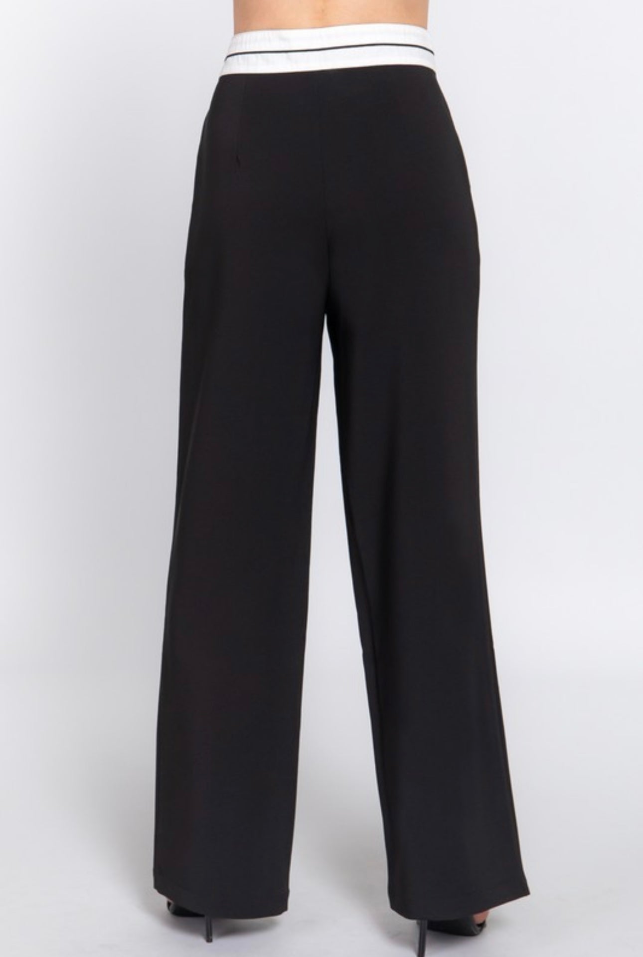 Emma Contrast Waistband Straight Legs Trousers
