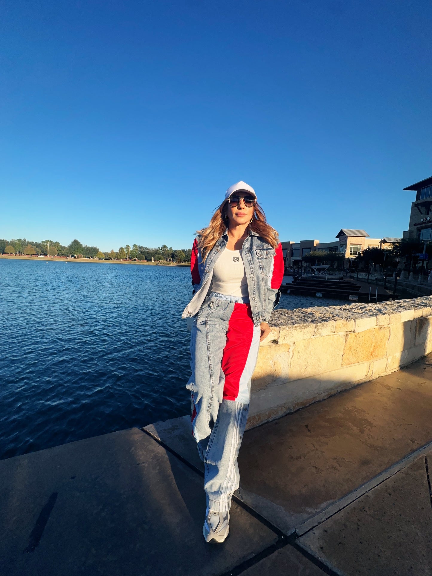 Adi 2 Piece Denim Set Red and Blue