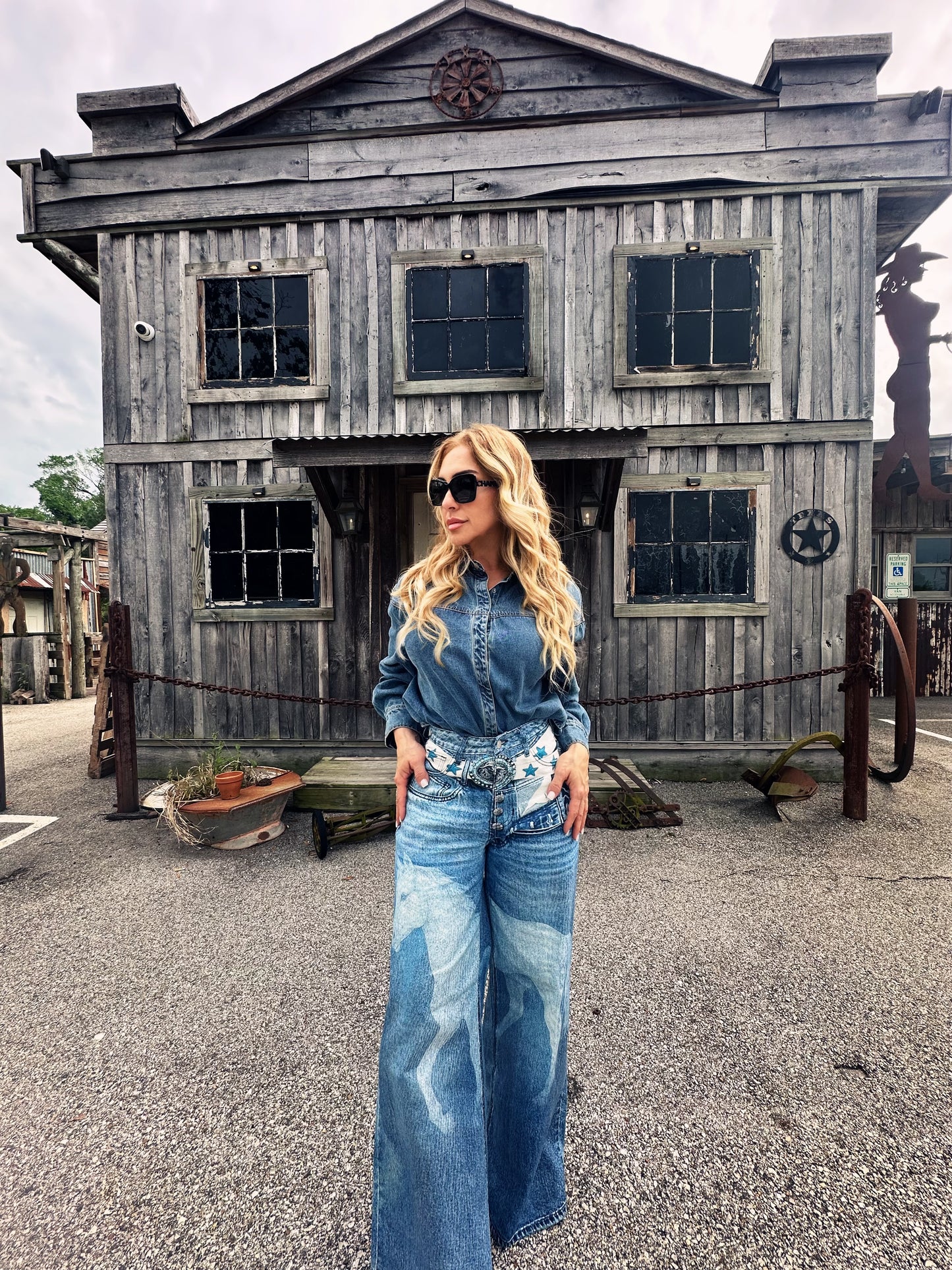 Faith Horse Denim Two-Piece Set