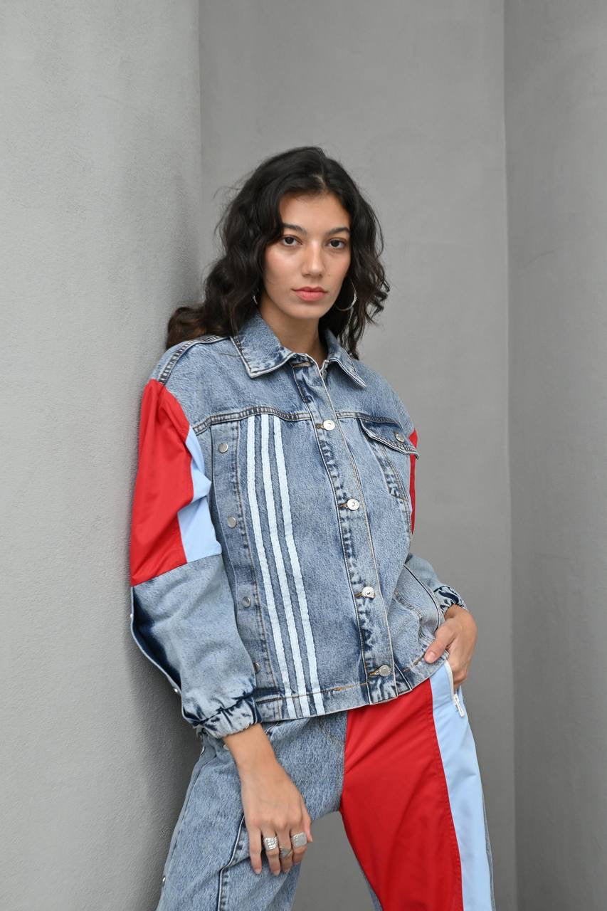 Adi 2 Piece Denim Set Red and Blue