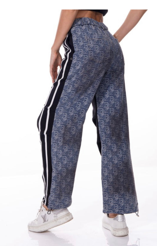 Kari Joggers with Denim Design with Stripes Comfortable Sexy