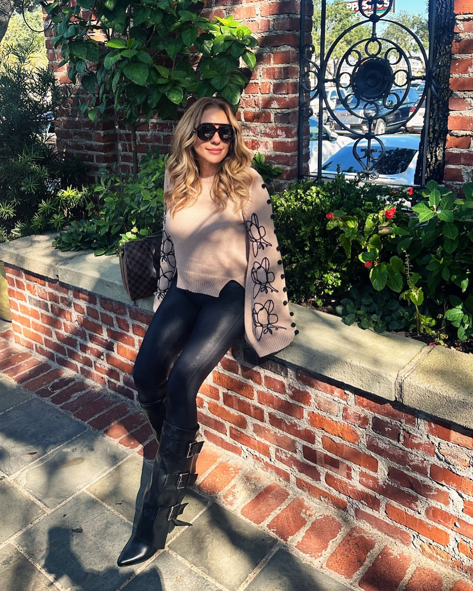 Black Flower Sweater