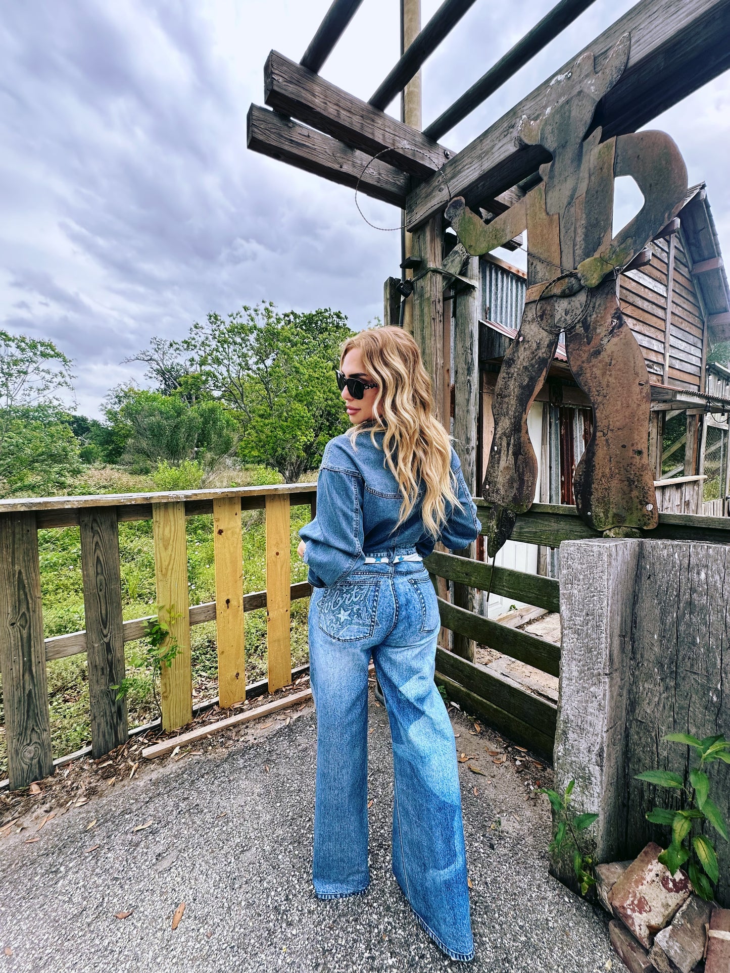Faith Horse Denim Two-Piece Set