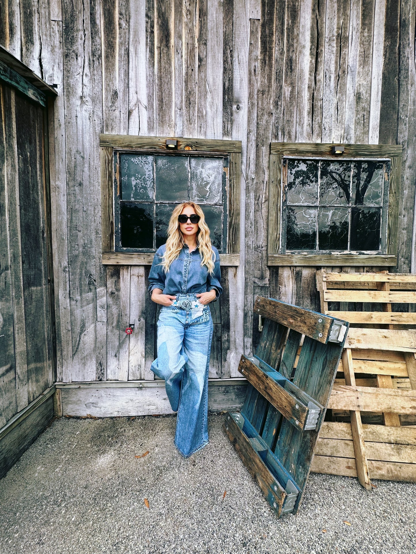 Faith Horse Denim Two-Piece Set