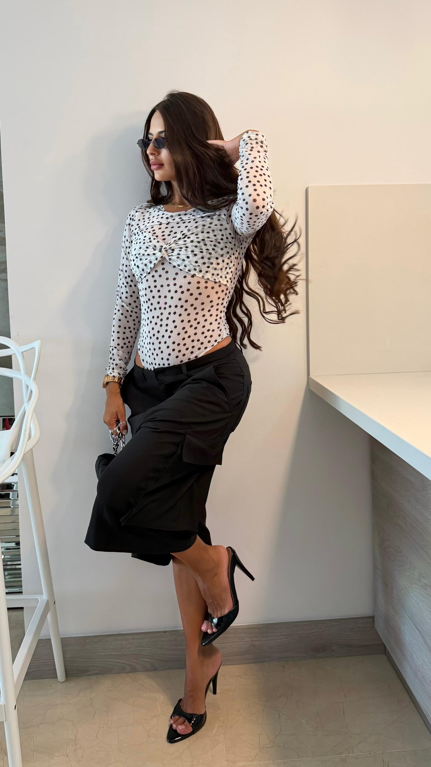 Polka Dot Mesh Bodysuit