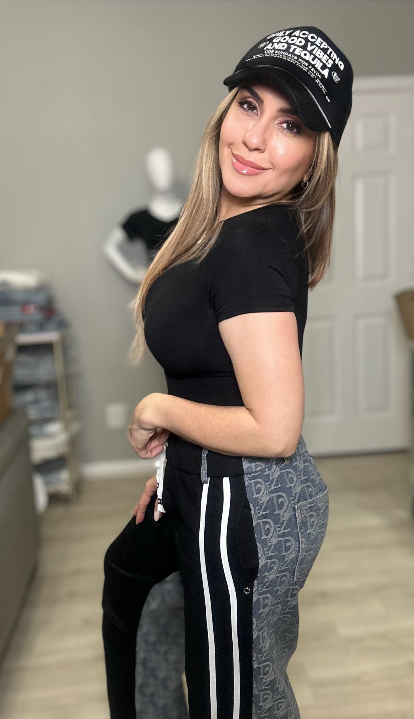 Kari Joggers with Denim Design with Stripes Comfortable Sexy