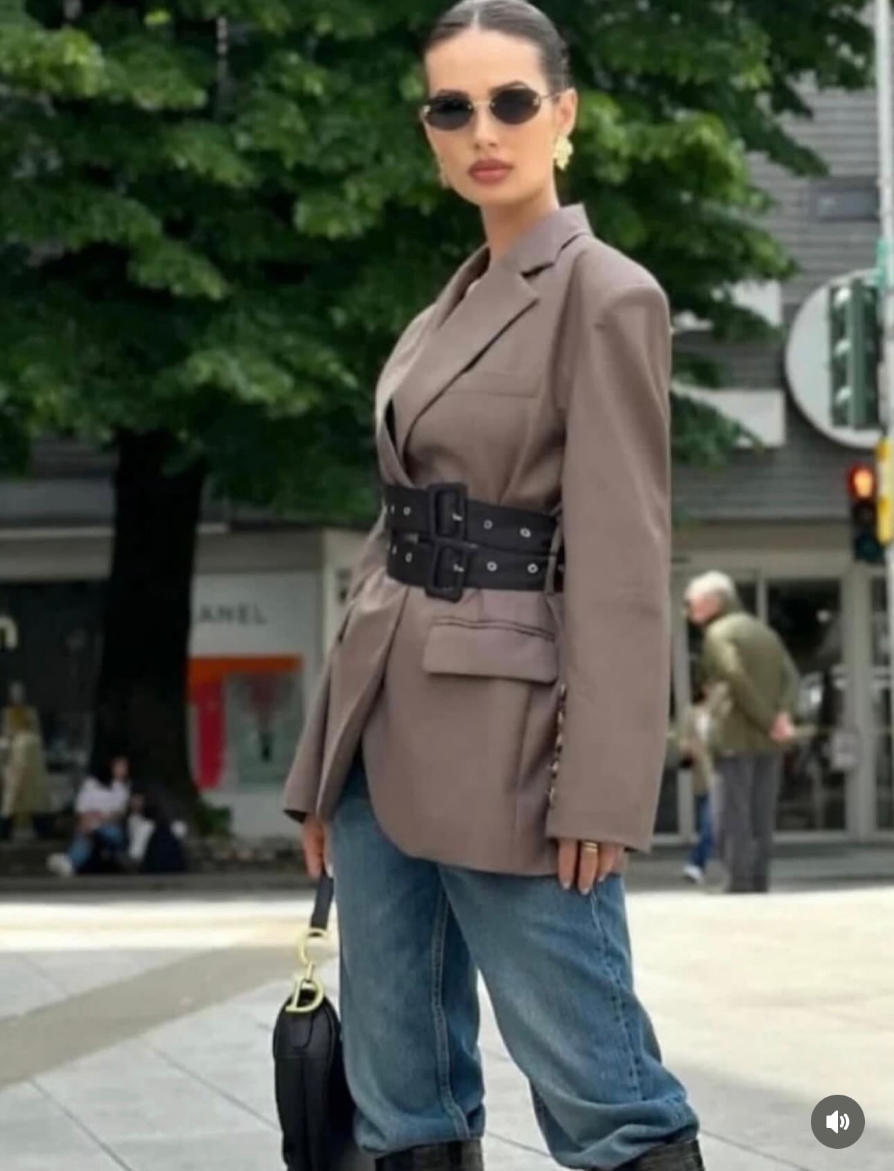 Melanie Double Belt Blazer
