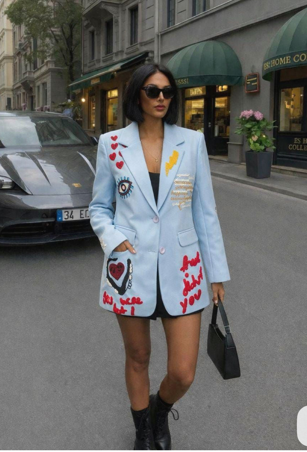 Graffiti Baby Blue Blazer