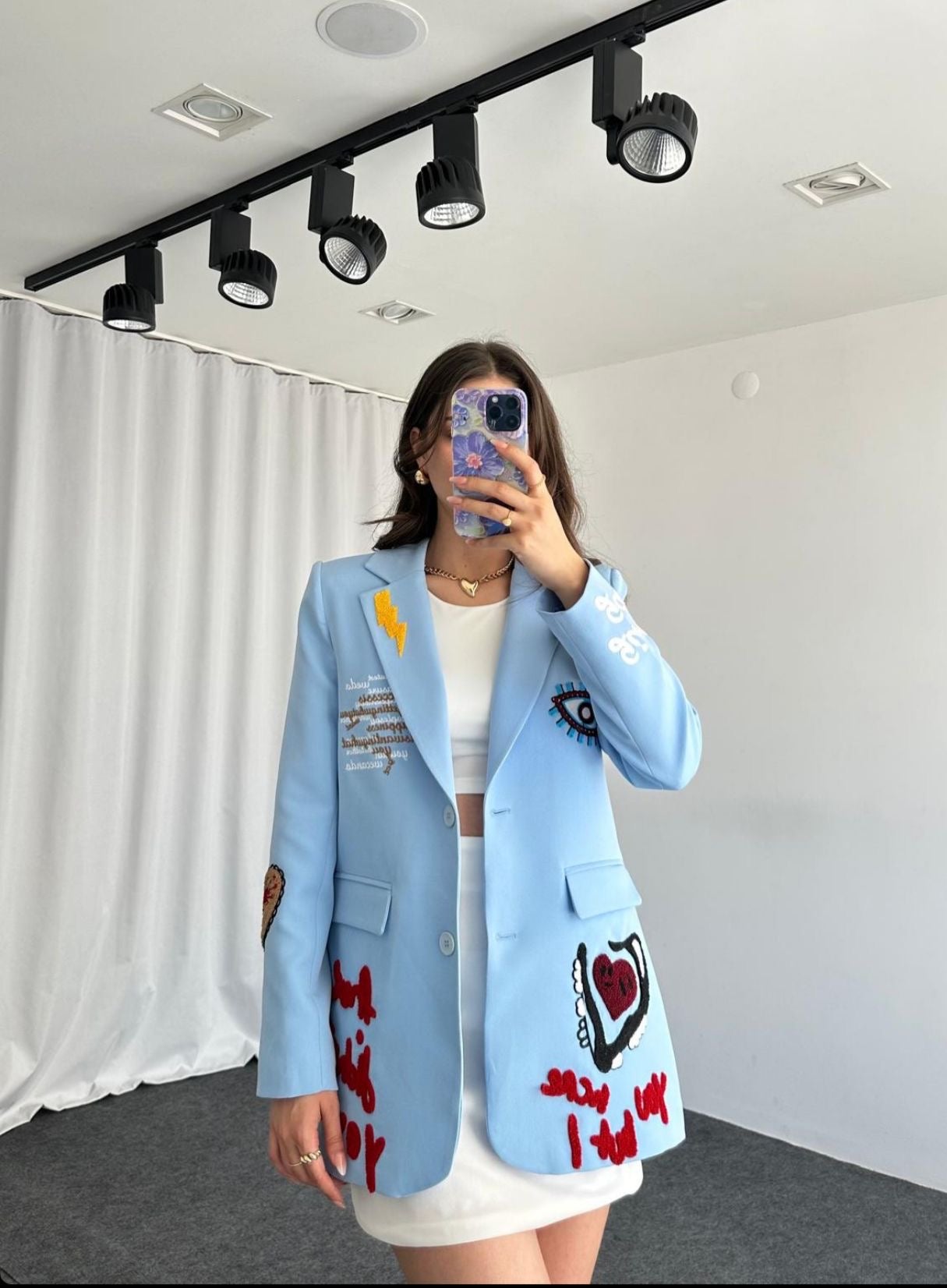 Graffiti Baby Blue Blazer