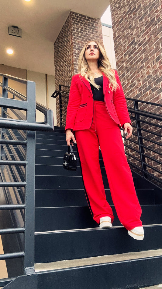 Carmela Two Piece Set Red with Stripes