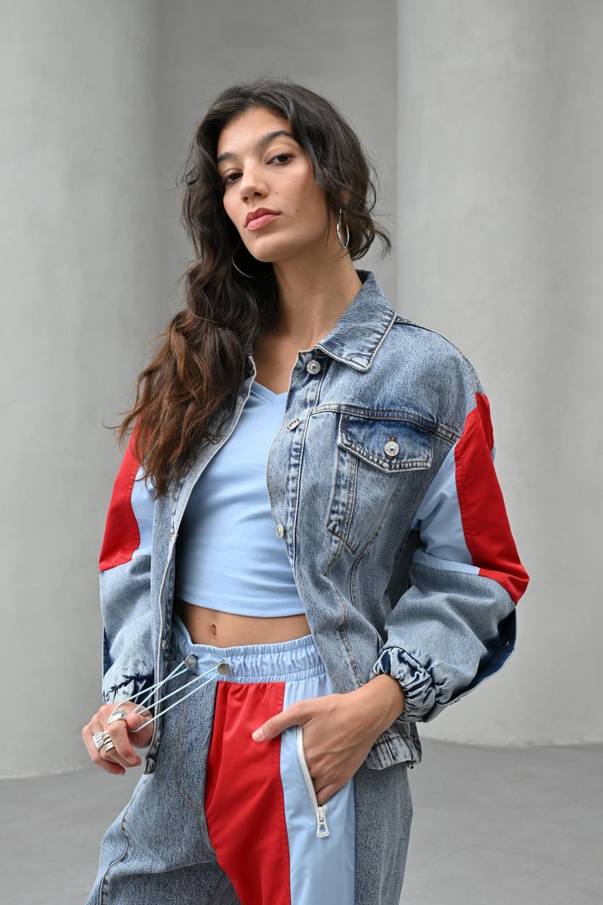 Adi 2 Piece Denim Set Red and Blue