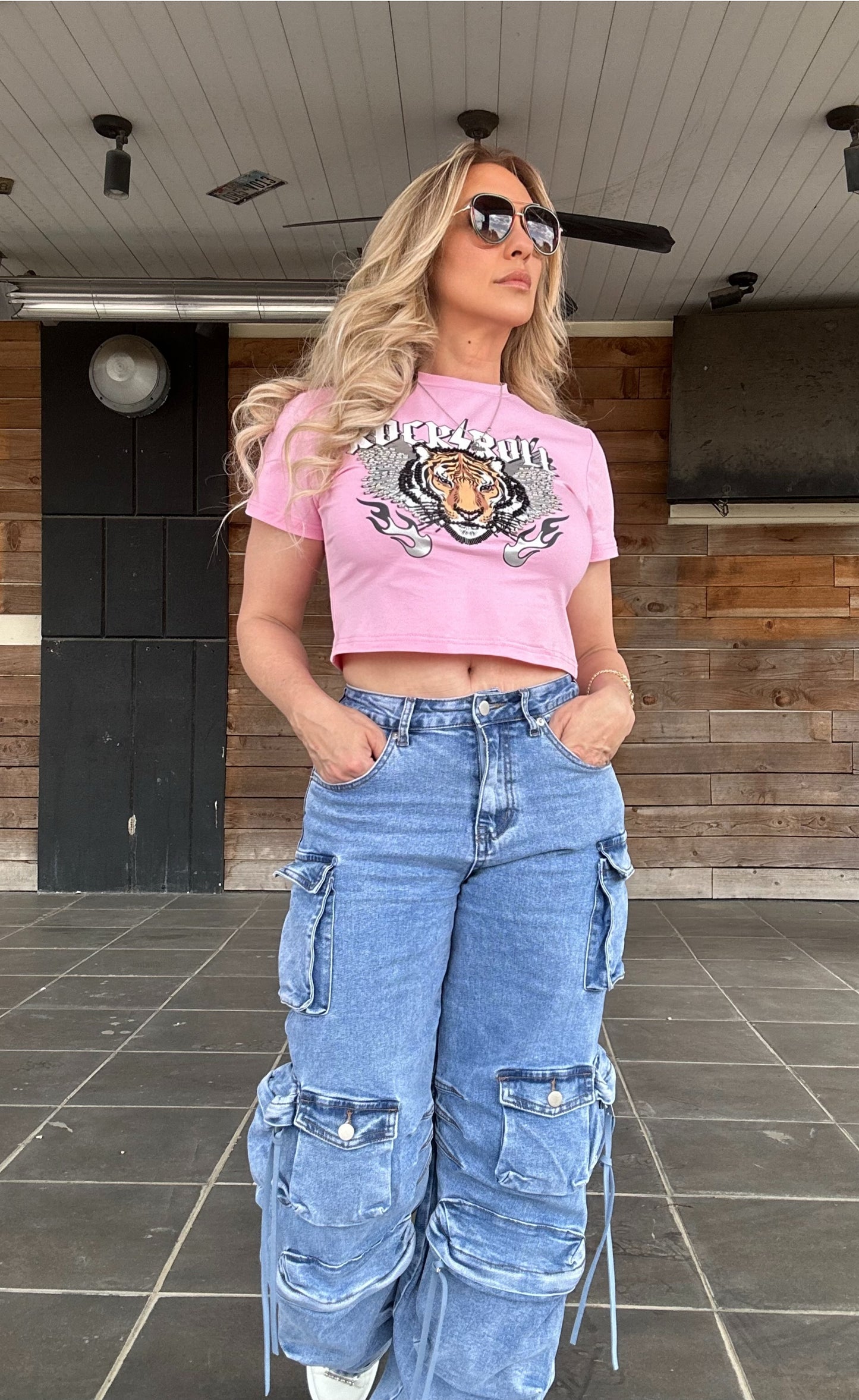 Samantha Pink Tiger Cropped Top