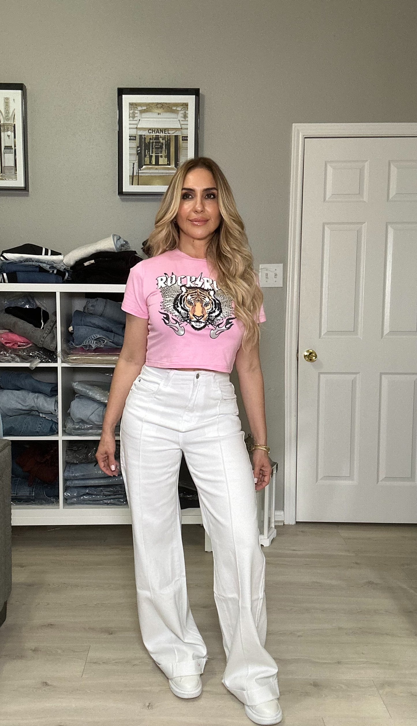 Samantha Pink Tiger Cropped Top