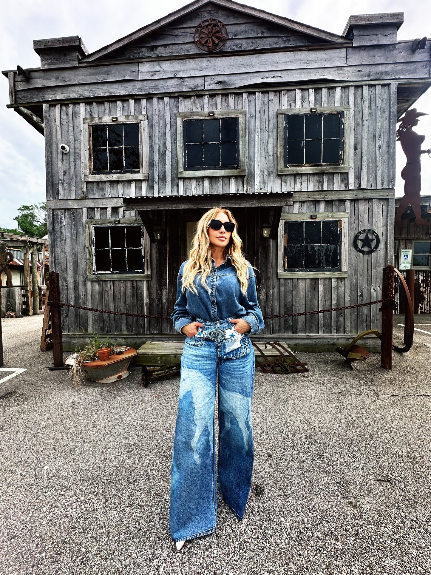 Faith Horse Denim Two-Piece Set