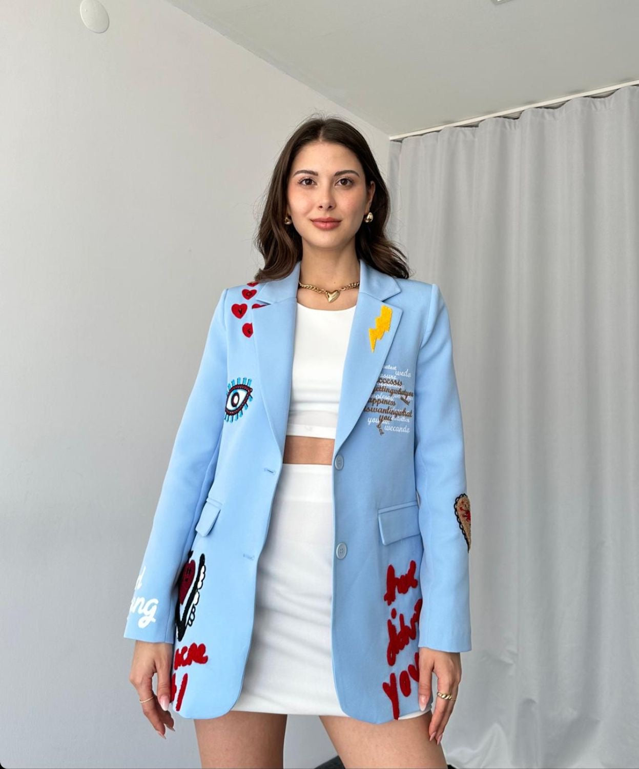 Graffiti Baby Blue Blazer