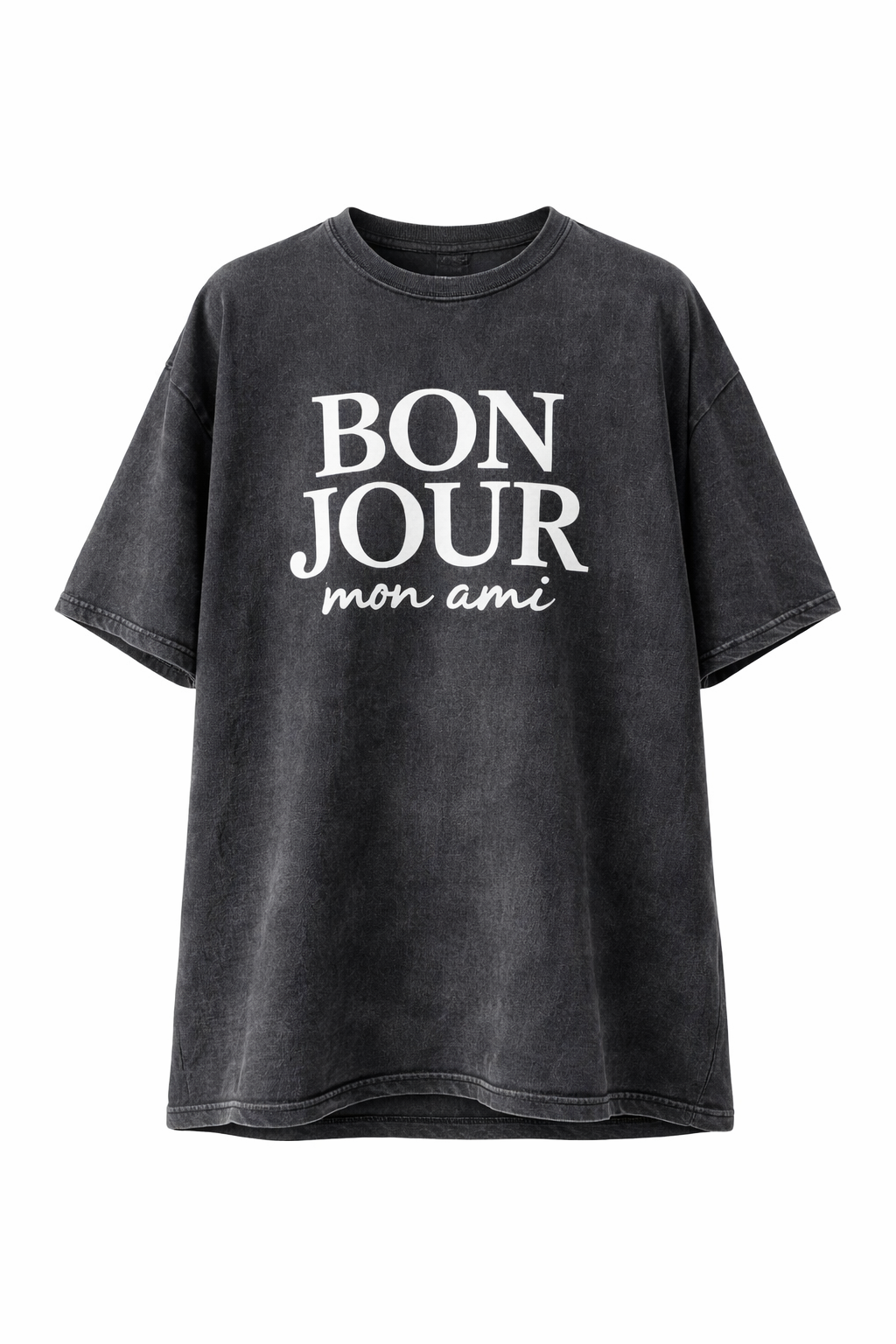 Bonjour Mon Ami Tee – Vintage Washed Oversized T-Shirt