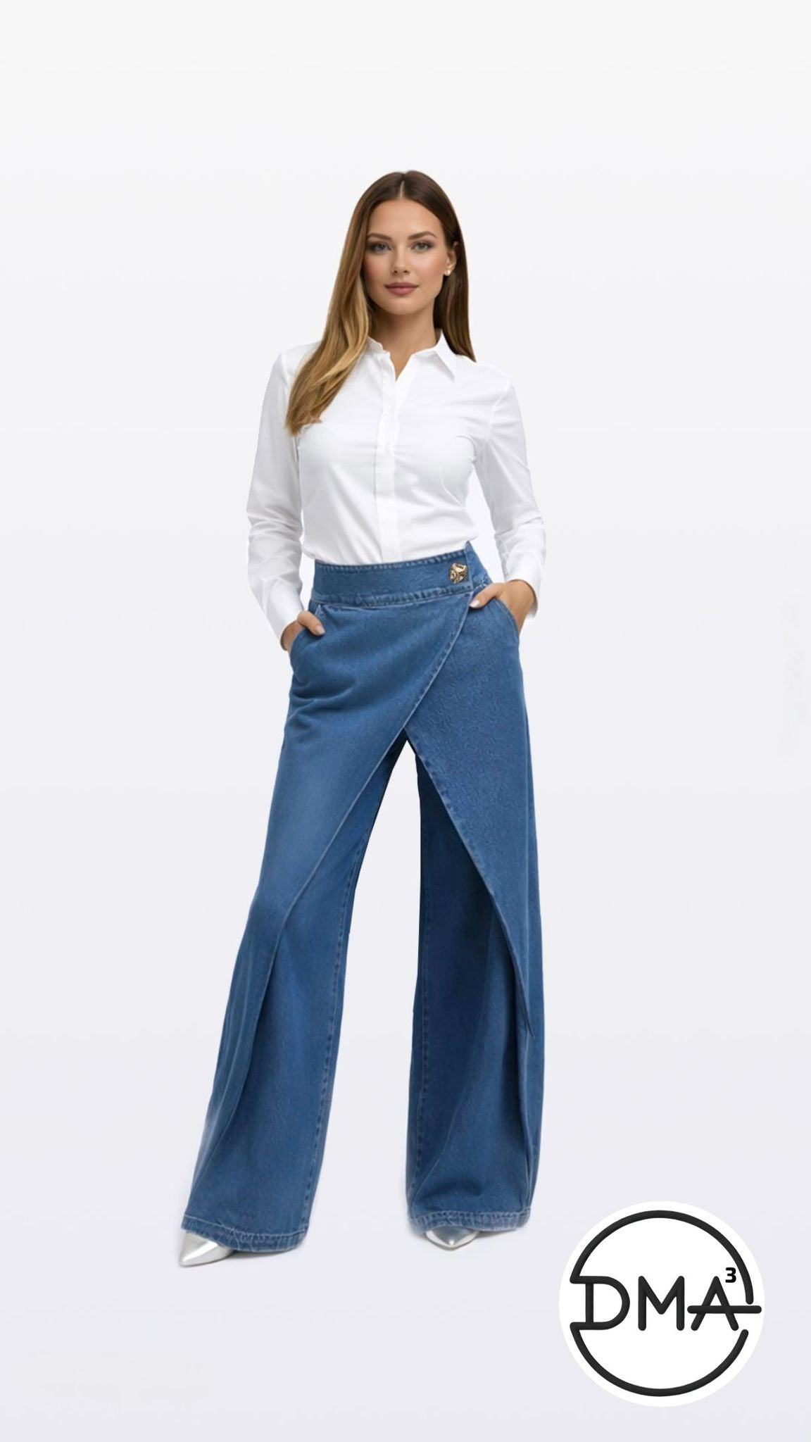 Sculpt Denim Pants – Wrap High Waist Wide Leg