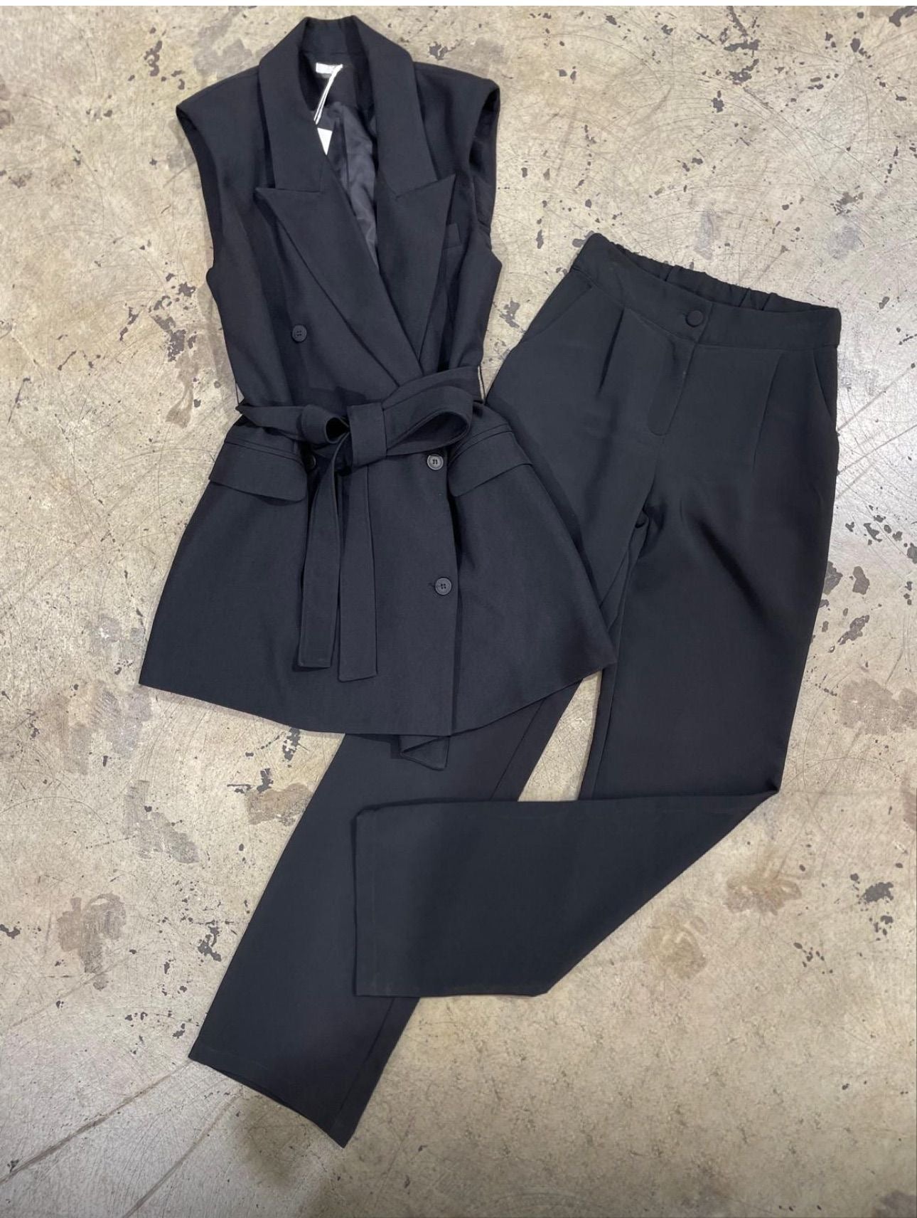 Martina Black Tailored Two-Piece Set – Sleeveless Blazer Vest & Trousers